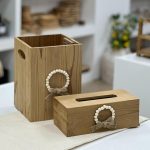 ست جا دستمال و سطل زباله مهره دار